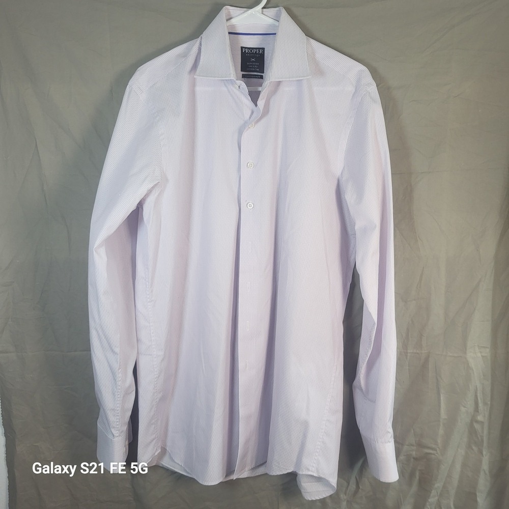 Proper Shirtings Men Long Sleeve Button Contemporary Fit Shirt 16 1/2 Tall 36-37 - Picture 7 of 7